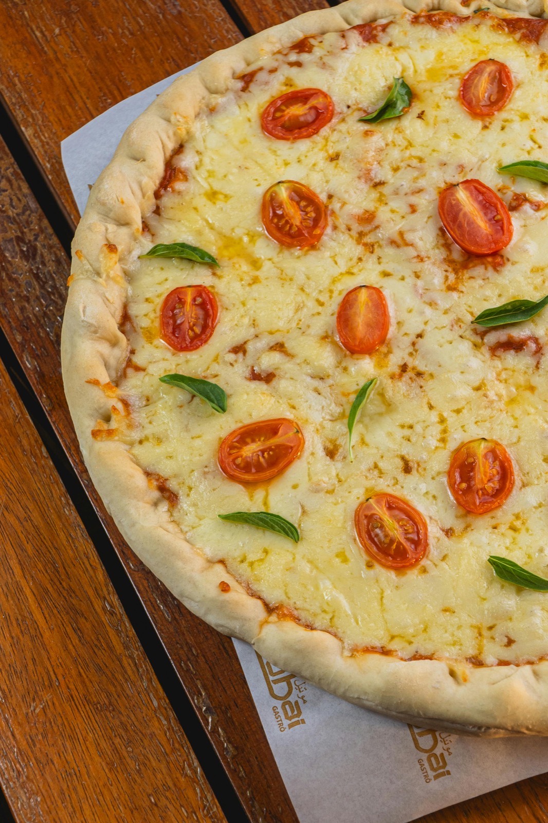 Deep-dish AI pizza with layers of cheese and slow-cooked sauce